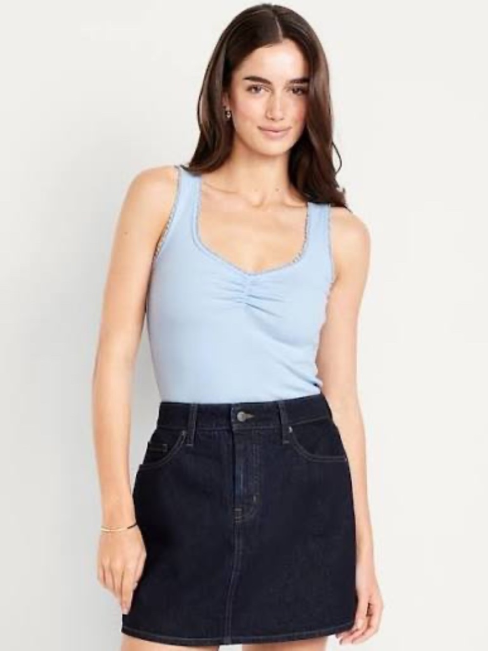 Old Navy Ribbed Cinched-Front Tank Top: Cashmere Blue - XL Tall